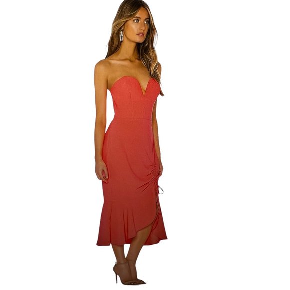 NWT AMANDA UPRICHARD Rayna Dress in Fluro Pink Size Medium - Picture 3 of 16